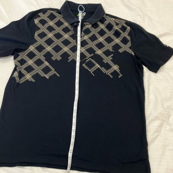 IZOD mens large golf short sleeve  Black Polo Shirt with Geometric Design - Picture 11 of 12